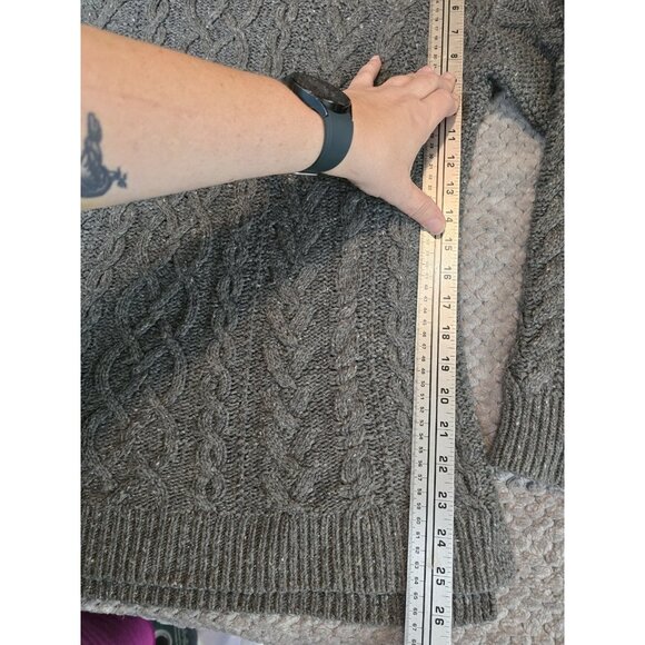 LRL Lauren Ralph Lauren XL Gray Cable Knit Cowl Neck Tunic Sweater Cotton Blend - Picture 6 of 6